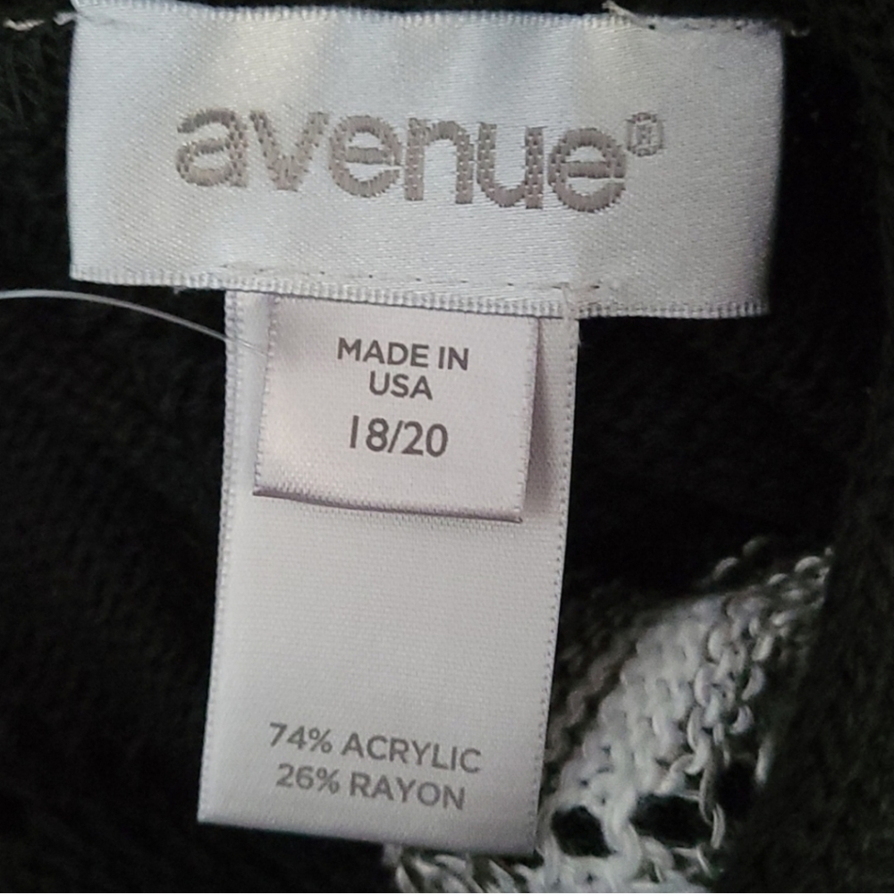 Avenue || (18/20) Black White Gray Chevron Print Open Front Cardigan Sweater - Picture 6 of 6